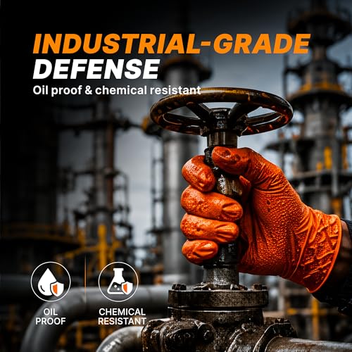 Heavy Duty Industrial Orange Nitrile Gloves (100 Count)