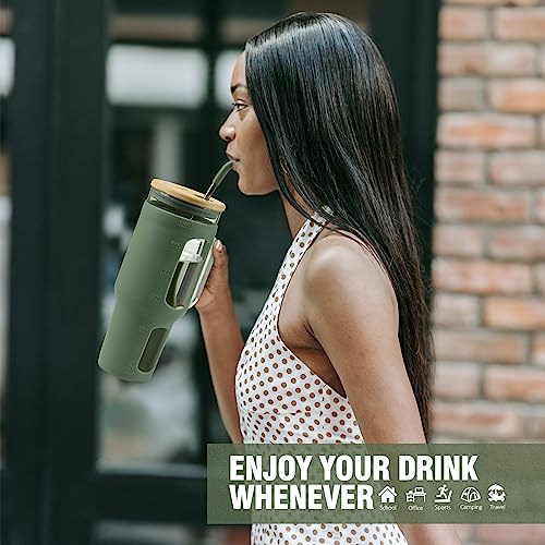 Glass Tumbler with Lid and Straw