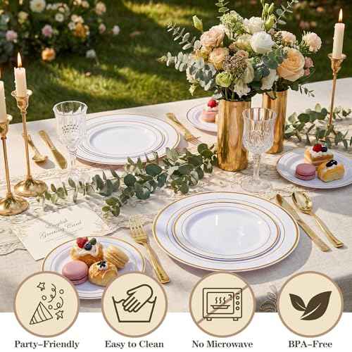 102 Pcs Gold Plastic Plates (51 Count)