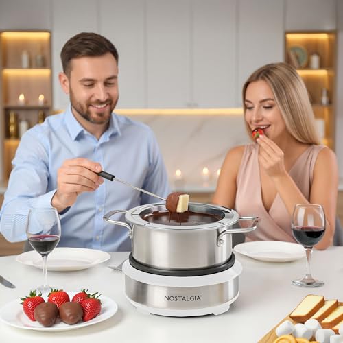 8 Cup Electric Fondue Pot Set for Cheese & Chocolate