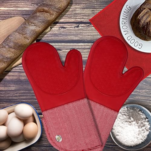 Professional Microwave Silicone Oven Mitts one Pair (3 Count)