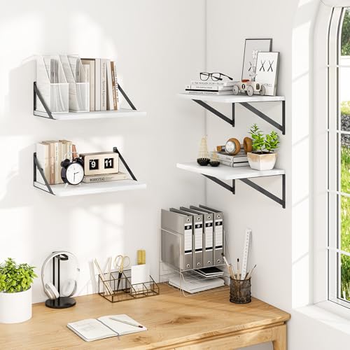 16W x 12D Deep Floating Shelves Set of 4 White (4 Count)