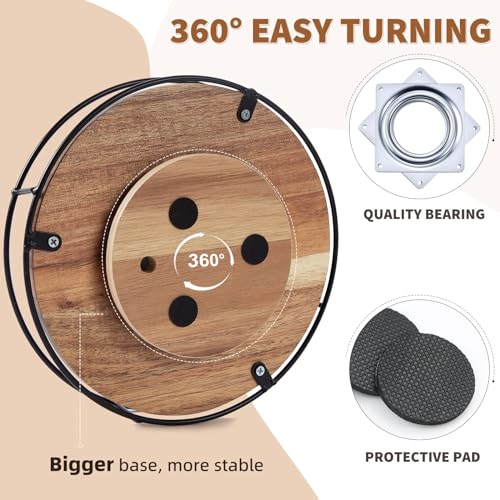 9" Acacia Wood Lazy Susan Turntable