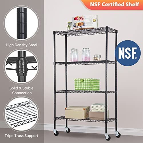 4 Tier Wire Shelf with Wheels (4 Count)