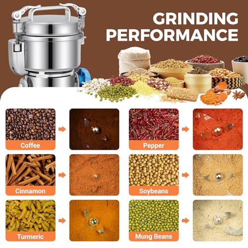 Grain Mill 500g Commercial Spice Grinders Electric 1500W Stainless Steel Pulverizer Dry Grinder for Grinding Wheat