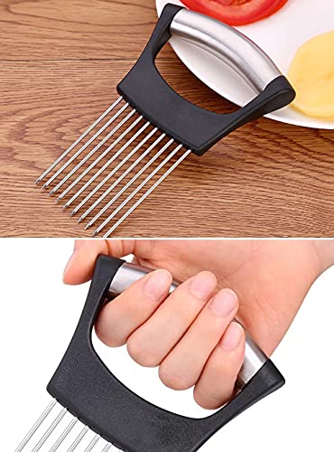 Onion Cut Tomato Slicer Lemon Handy Kitchen Slicing Tool With 10 Even Prongs For Onion Lemon Potato Tomato Slices And Can Be Used To Assist In Cutting Fish