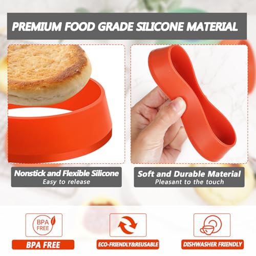 6 Pack 3.15 Inch Nonstick Silicone English Muffin Rings