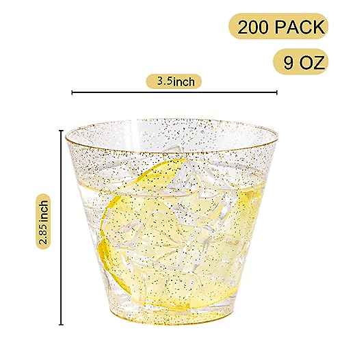 200 Pcs Gold Plastic Cups