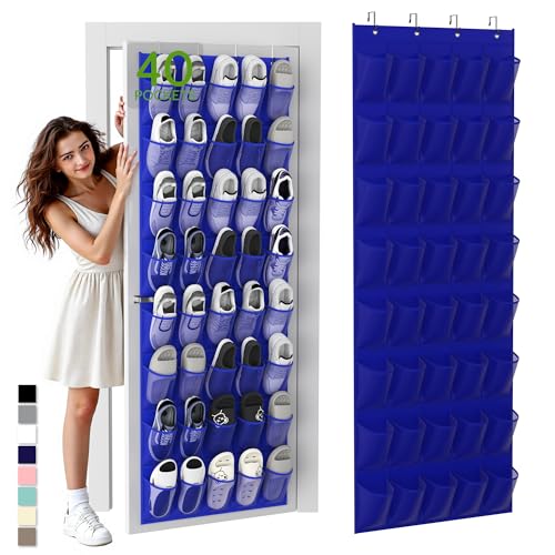 Over the Door Shoe Organizer with 40 Large Breathable Mesh Pockets