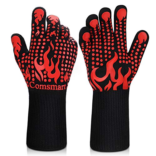 BBQ Gloves 1472 Degree F Heat Resistant Grilling Gloves Silicone Non (2 Count)
