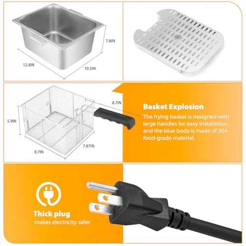 Deep Fryer Commercial Deep Fryers With Basket13Lx2 13.7Qt x 2 Thicken With Precise Temperature Control Timer Double Deep Fryer With 2 Baskets1800Wattsx2 120V Countertop Fryer Restaurant (2 Count)