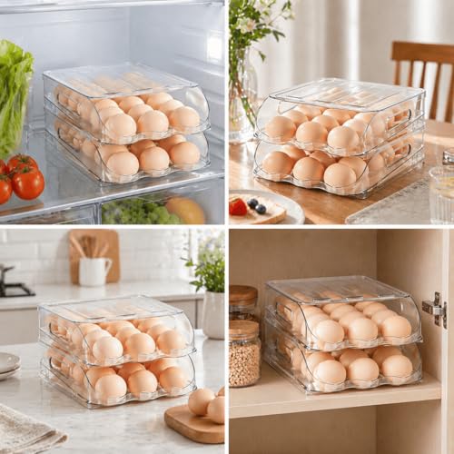 36 Egg Holder for Fridge with Silicone Bumpers
