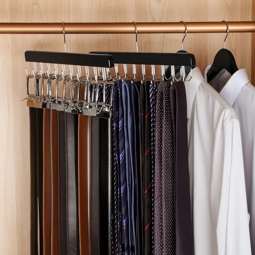 20 Hooks 2 in 1 Belt Tie Hanger for Closet Max 30 Belts with 30 Ties Capacity