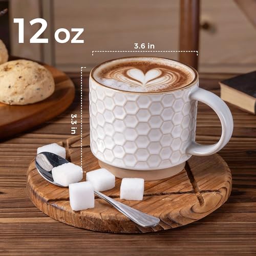 12 OZ Stackable Coffee Mugs Set of 4 (4 Count)