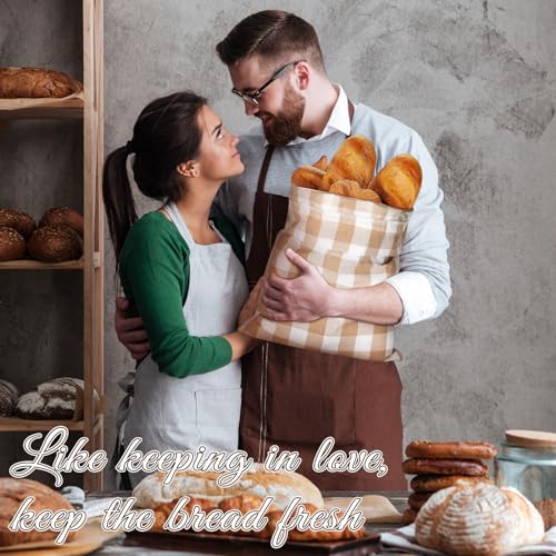 2 Pcs Linen Bread Bags for Homemade 13 x 17 Inches Sourdough Bread Container Reusable Linen Storage Bag with Plastic Saver Natural Large Storage for Artisan Bag (2 Count)