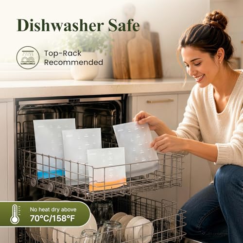 Dishwasher Safe Reusable Storage Bags Stand Up (9 Count)