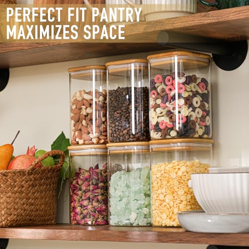 37oz/1.2Qt/1100ml Square Glass Storage Containers with Lids 4-Pack (4 Count)