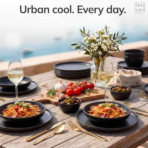 16 Piece Black Dinnerware Set for 4 (16 Count)