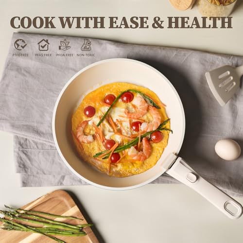 23Pcs Ceramic Cookware Set Non Stick Pots and Pans Set Non Toxic with Detachable Handle Induction Kitchen Cookware Set Space Saving