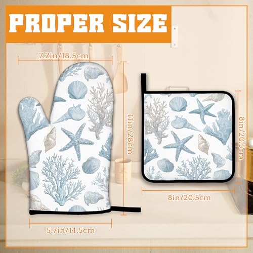 Starfish Oven Mitts and Pot Holders Set (4 Count)