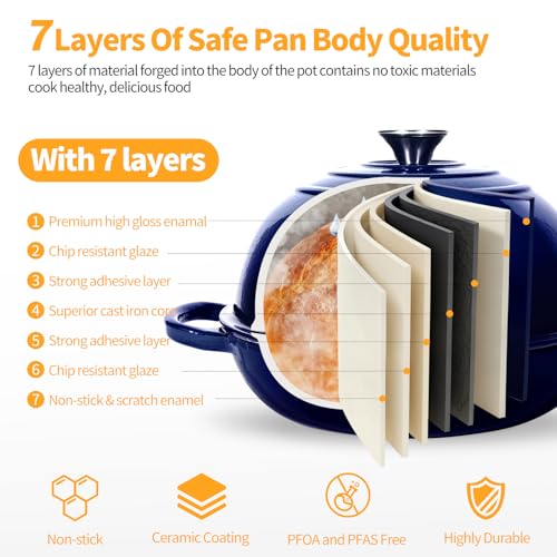 6QT Enameled Cast Iron Dutch Oven For Sourdough Bread Baking