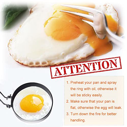 3.5" Egg Rings Set of 2 with Silicone Handle (2 Count)