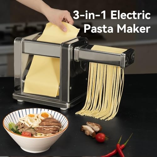 Domestic Electric Pasta Maker Automatic Stainless Steel Noodle Machine with Adjustable Dough Roller