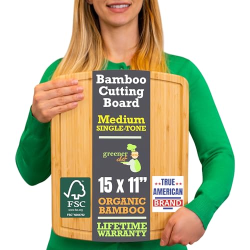 15 Inch Bamboo Cutting Board with Lifetime Replacements