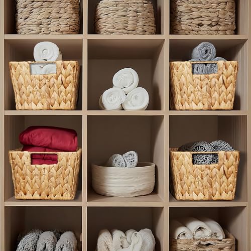 Set of 4 Water Hyacinth Storage Baskets with Handles (4 Count)