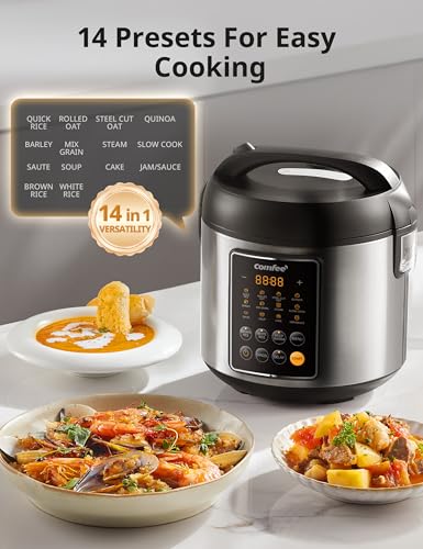 14-in-1 Rice Cooker, Stainless Steel, 10-Cups Uncooked Rice