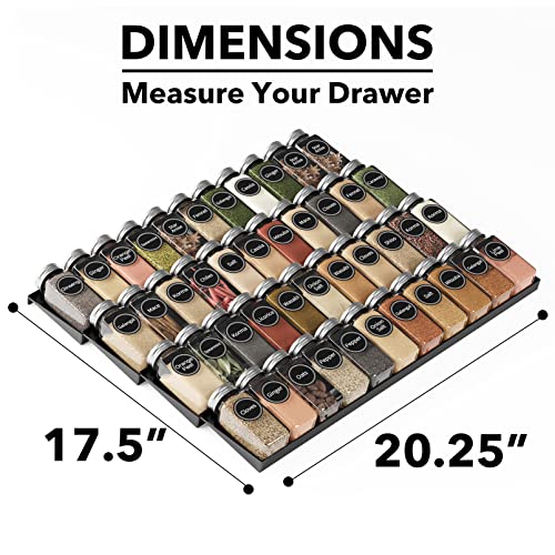 Spice Drawer Organizer with 44 Spice Jars