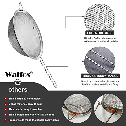 Large Fine Mesh Strainer 9.35" & 7.8" (2 Count)