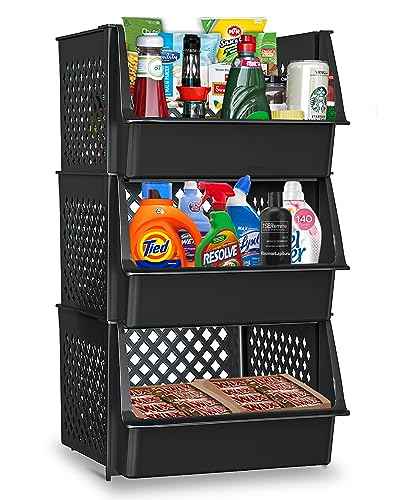 XLarge Stackable Storage Bins Open Front for Pantry Storage (3 Count)