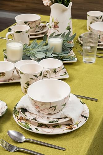 Magnolia Floral Ceramic 14 inch Rectangular Serving Platter (2 Count)