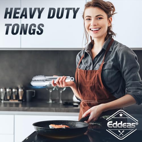2PCS 7Inch Tongs for Cooking Heavy Duty All Metal Kitchen Tongs