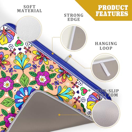Mexican Talavera Dish Drying Mat Navy Blue Large Microfiber Dish Drain Pad for Kitchen Decor 18 x 24 In