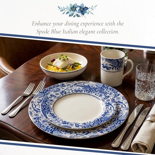 Blue Italian Brocato 12 Piece Dinnerware Set