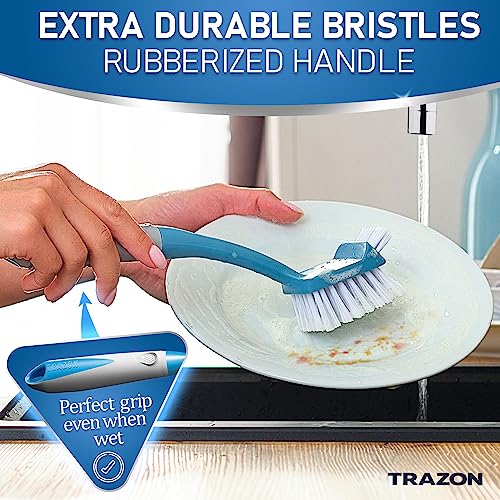 Dish Brush Set of 5 with Convenient Holder (3 Count)