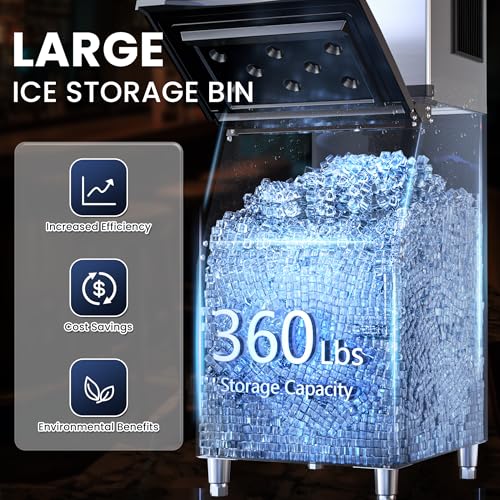 Commercial Ice Maker Machine 450lbs with 360lb Large Storage