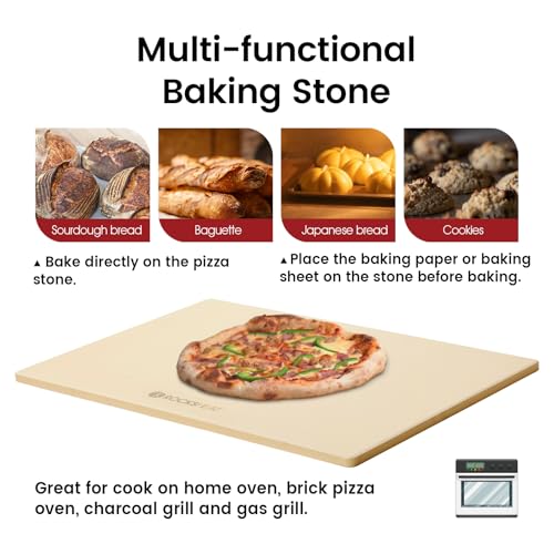 Pizza Stone Rectangular Extra Large 23.6" x 15.8" x 0.6" Pizza Stones for Oven Grill