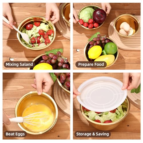 7 Pcs Gold Kitchen Accessories Includes Stainless Steel Colander with Handles (7 Count)
