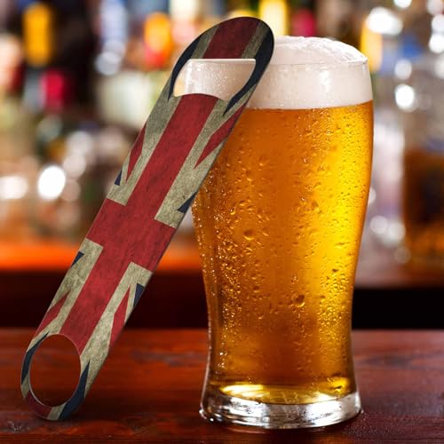 United Kingdom Flag Stainless Steel Bottle Opener Uk British National Flags with Red White Blue Flat Beer Bottle Opener Keychain for Home Kitchen Bar Restaurant Party Birthday Gift