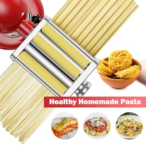 3-in-1 Pasta Attachment for KitchenAid Stand Mixers, Roller & Cutter