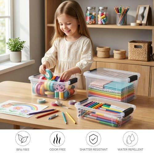 1.85 Quart Clear Plastic Storage Boxes with Lids (6 Count)