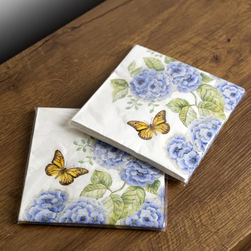 1 Gold Napkin Holder and 50 PCS Hydrangea Paper Napkins