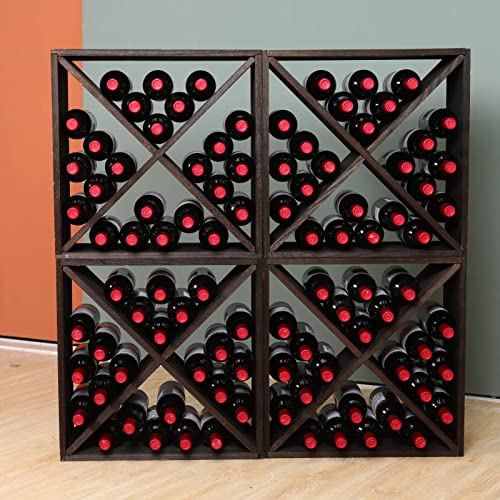 Wine Rack Cabinet countertop Wooden Stackable Storage Retro Cube freestanding Floor Wine Bottle Holder Stand