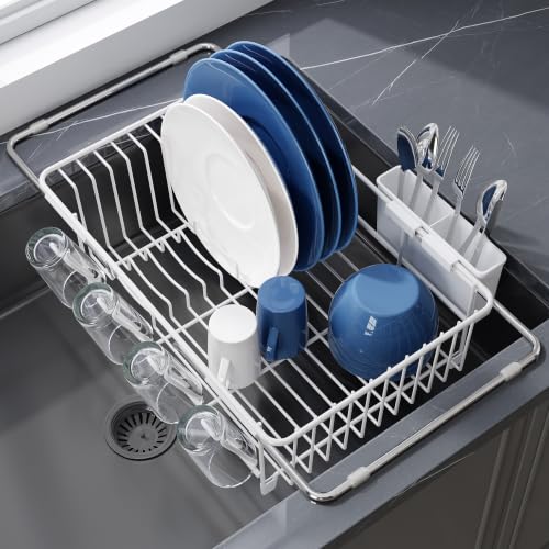 White Dish Drying Rack in Sink