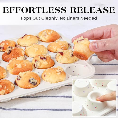 24 Cups Silicone Mini Muffin Pan for Baking with Metal Frame