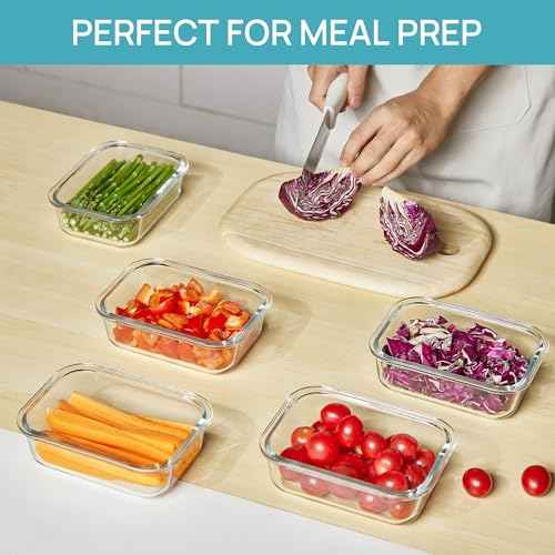 5Pack 22oz Glass Storage Containers with Lids (5 Count)