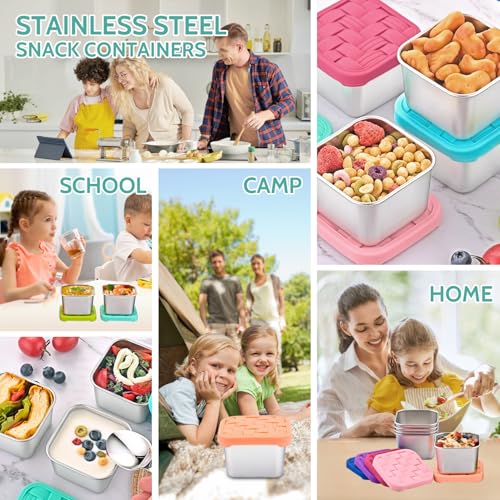 8PC 6oz Stainless Steel Snack Containers with lids (8 Fl Oz)